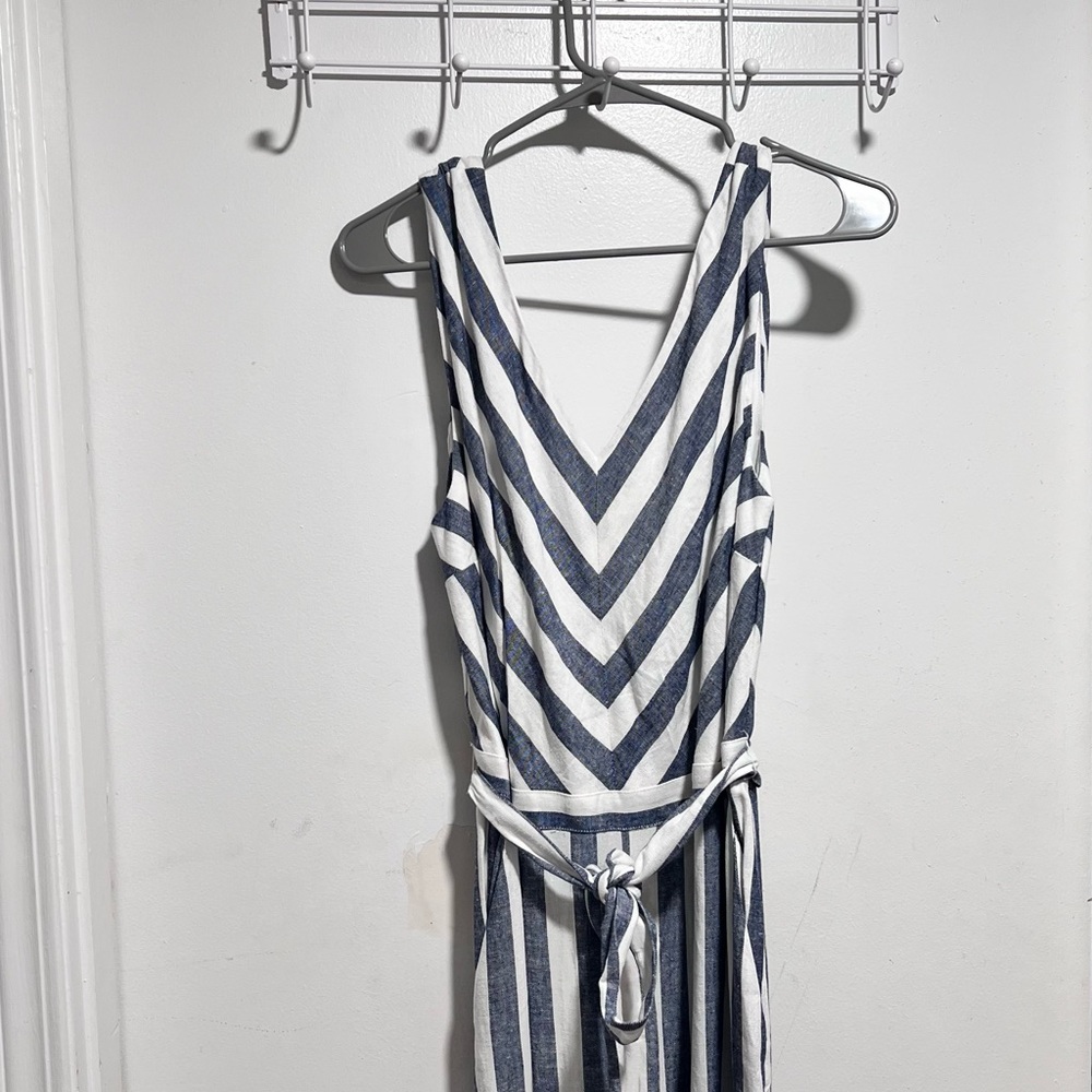 Philosophy wide leg striped linen jumpsuit